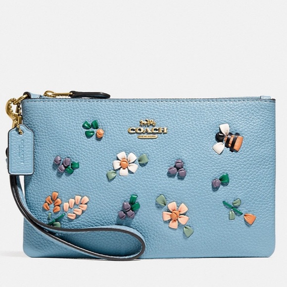 Coach Handbags - Coach Floral Embroidery Wristlet Wallet